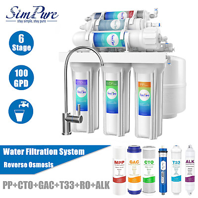 #ad 75 GPD 6 Stage Alkaline Reverse Osmosis Drinking Water Filter System Purifier $125.99