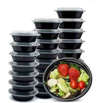 #ad 24 oz Plastic 6quot; Round Small Meal Prep Food Containers with Clear Dome Lids Bulk $6.98