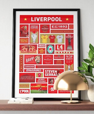 #ad Liverpool History Print Liverpool Poster Red Army Liverpool Gifts GBP 49.75