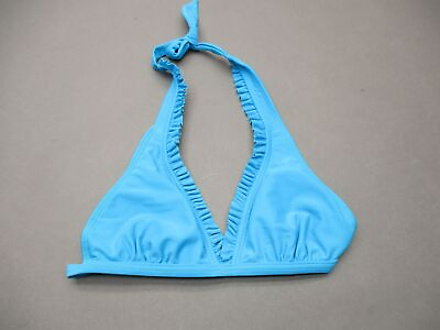 #ad Malibu Size M Womens Blue Padded Wireless Triangle Bikini Top Swimwear 2H $10.00