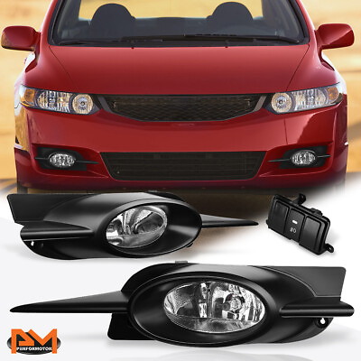 #ad For 09 11 Honda Civic 2 Dr Clear Lens Front Bumper Fog Light Lamp W Switch Pair $50.89
