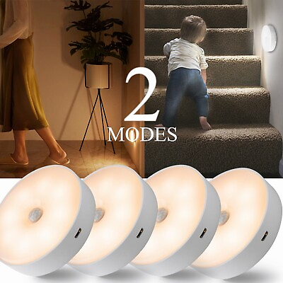 #ad 4PCS LED Wireless Motion Sensor Night Light Wall Cabinet Closet Stair Lamp Home $13.95