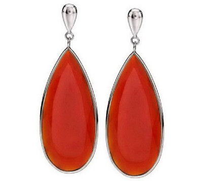 #ad QVC Colors of Chalcedony Elongated Sterling Silver Dangle Earrings $133.39