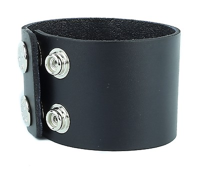 #ad Genuine Leather Plain Bracelet 4 mm Thick Leather 7 Size Snaps Rock Goth Thrash $5.49
