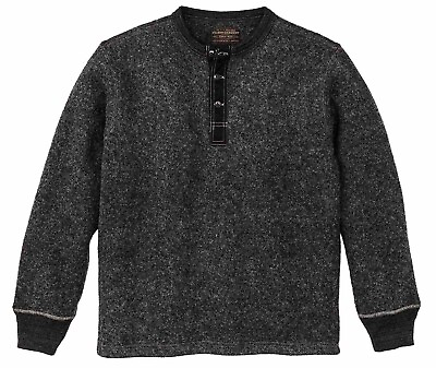 #ad Filson Keyport Wool Henley 20263578 Charcoal Heather Gray Black Sweater Shirt CC $89.99