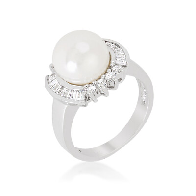 #ad Elegant Pearl Bridal Ring $29.82