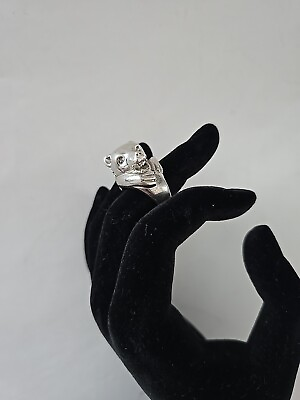 #ad Panther Head Ring Sterling Silver Black CZ Pave 925 Size 7 $39.99