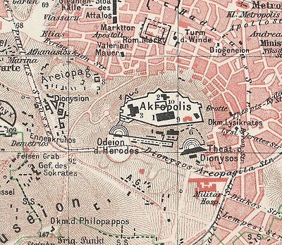 #ad ATHENS Original map GREECE city plan 1910 $11.00