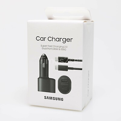 #ad Original New Samsung 45W 2 Ports Super Fast Charging Dual Car Charger with Cable $14.98