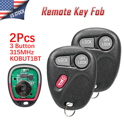 #ad 2 Replacement Remote Control Car Key Fob KOBUT1BT for 2000 2001 Chevrolet Tahoe $13.39