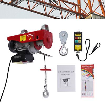 #ad 440 lbs Electric Hoist Wired Remote Control Garage Attics Lift Crane Winch 110V $114.00