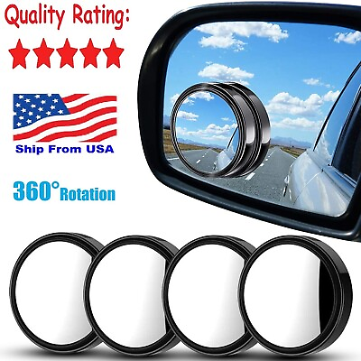 #ad 4x Blind Spot Mirrors Round HD Glass Convex 360° Side Small Rear View for Car $7.78