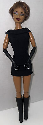 #ad 2002 Mattel African American Black Barbie W Bob Hair Black Gloves w Nails RARE $34.95