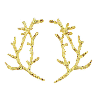 #ad 8 pcs Alloy Tree Branch Gold Pendant Charm For Jewelry Making Connector 48x26mm $5.69