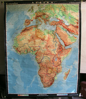 #ad Schulwandkarte Wall Map Africa 63x78 11 16in From GDR With 37er Borders $219.11