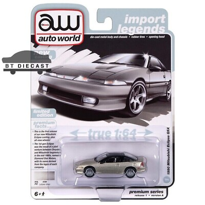 #ad AUTOWORLD 1990 MITSUBISHI ECLIPSE GSX 1 64 DIECAST TOY CAR SILVER AWSP149 A $10.97