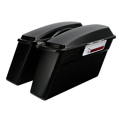 #ad Vivid Black Hard Saddle Bags w keys Fit For Harley Touring Road Glide 94 13 US $158.50