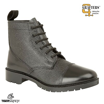 #ad Grafters M166A Black 6 Eyelet Polished Toe Service Cadet Military Combat Boots $93.64