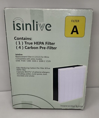 #ad isinlive Size A True HEPA Filter amp; 4 Carbon Replacement For Filter 115115 $16.50