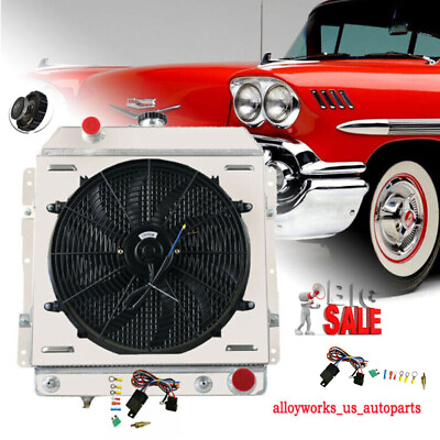 #ad For 1958 Chevy Bel Air Impala Caprice V8 3 Row RadiatorShroud FanRelay $180.99