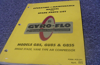 #ad #ad Ingersoll Rand GU85 Air Compressor Parts Catalog Operator amp; Maintenance Manual $251.30