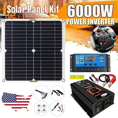 #ad #ad 6000W Complete Solar Panel Kit Solar Power Generator 100A Home 110V Grid System $116.88
