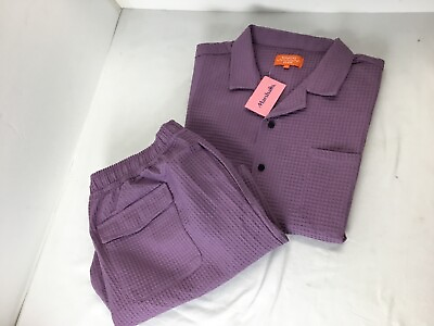 #ad NEW Negative Space Men#x27;s Drawstring Waist Waffle Knit Shirt Short Purple X Large $69.99
