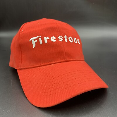 #ad Firestone Tires Adjustable Red Cotton Hat One Size Fits All Racing Mechanic Car $25.00