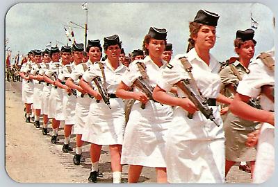#ad Continental Postcard Women Soldiers In The Israel Navy During Parade $14.95