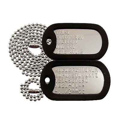 #ad #ad 2 Military Dog Tags Custom Embossed STAINLESS GI Identification w Silencers $8.99