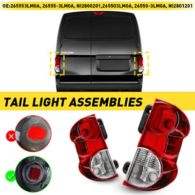 #ad Pair Driver Passenger Light For Tail 2013 2017 Nissan NV200 LHRH Clear Red Lens $82.99