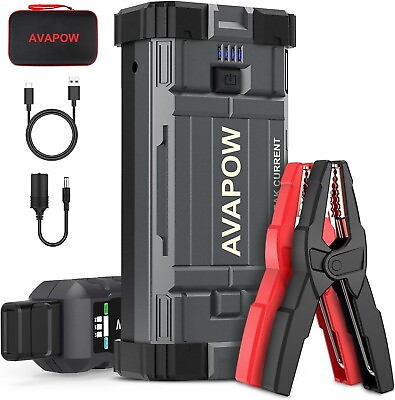 #ad AVAPOW Portable Car Battery Jump Starter 3000A Peak amp; 12V Lithium Jump Charger $59.99