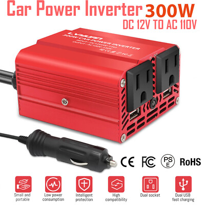 #ad 300W 600W Peak Power Inverter Car Converter DC 12V AC 110V 120V for Laptop light $16.99