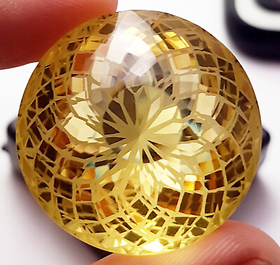 #ad Extreme Rare Cut Yellow Topaz Loose Gemstone 115.20 Ct Round Shape Loose Gems $43.02