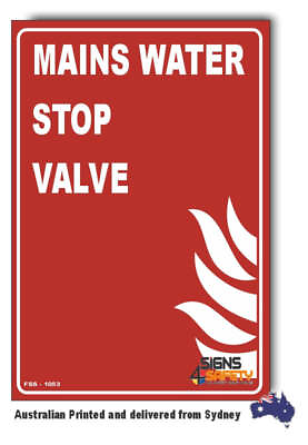 #ad Mains Water Stop Valve Sign AU $332.99