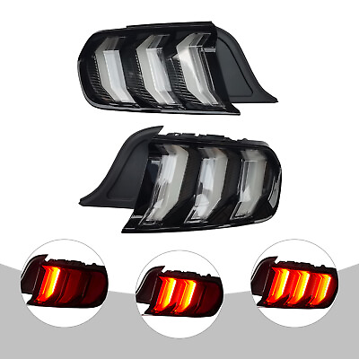 #ad Fits Ford Mustang Tail Lights LED Sequential Turn Signal Smoke Clear Euro Style $291.27
