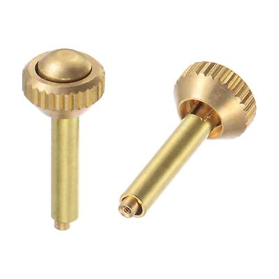 #ad 2Pcs 17.2x7mm Watch Crown SUS304 Knurled Head Lengthen Stem 2.5mm ID Gold Tone GBP 4.91