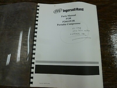 #ad Ingersoll Rand P260AWIR Portable Air Compressor Parts Catalog Manual Book List $66.04