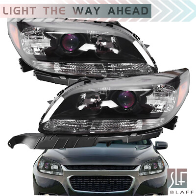#ad Headlights Fit For 2013 2015 Chervolet Malibu Black Halogen Projector Rightamp;Left $132.53