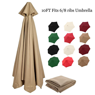 #ad 10ft Patio Umbrella Canopy Top Cover Replacement Fits 6 8 Ribs Canopy Only $21.99