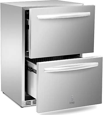 #ad Under Counter Refrigerator Stainless Steel under Counter Drawer Fridge Beverage $1497.99