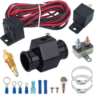 #ad 32MM RADIATOR HOSE ADAPTER 180F ELECTRIC FAN TEMPERATURE SWITCH WIRE HARNESS KIT $34.95