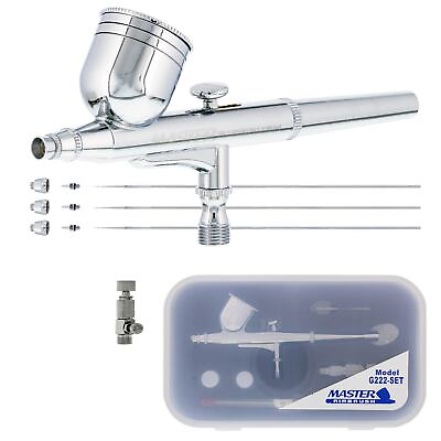 #ad #ad Master Airbrush G222 Pro Set Dual Action Gravity Feed 3 Tip Kit 0.2 0.3 0.5mm $35.99