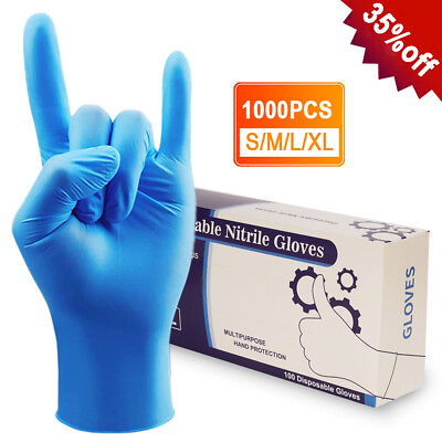 #ad 1000pcs Non Latex Nitrile Gloves Blue Powder Free Durable Thicken 4mil Wholesale $4.54
