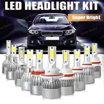 #ad 9005 9006 H11 H13 9007 H1 H3 H4 H7 5202 LED Headlight 6000K Bulb Kit Hi Low Beam $11.41
