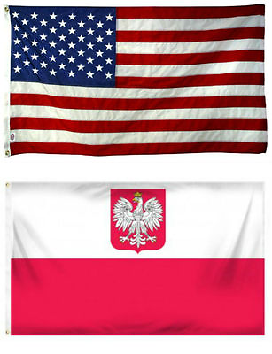 #ad 2x3 2#x27;x3#x27; Wholesale Combo USA American amp; Poland Polish Eagle Flag Grommets $13.88