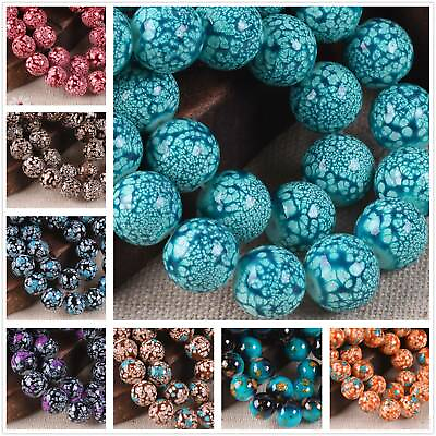 #ad 8mm 10mm Round Glass Colorful Painted Loose Crafts Beads lot Jewelry Making DIY $2.75