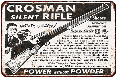 1920 Crossman Silent Air Rifle Vintage Look Reproduction metal sign $24.95