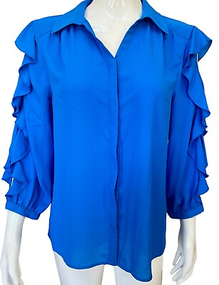 #ad Investments $69 Women’s Blouse 3 4 Sleeve Shirt Blue Top Size S New NWT $22.98
