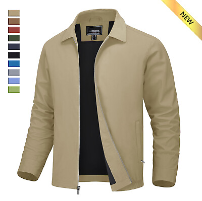 #ad Men#x27;s Light Thin Casual Jacket Golf Sport Windbreaker Front Zip Panel Jackets $38.98